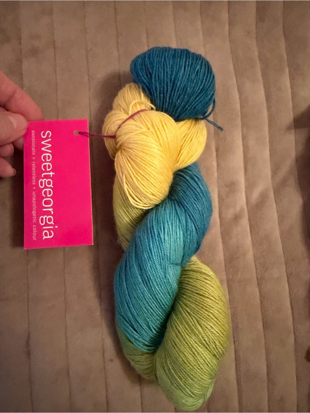Sweet Georgia premium Hand-Dyed Blue Yellow Green Yarn